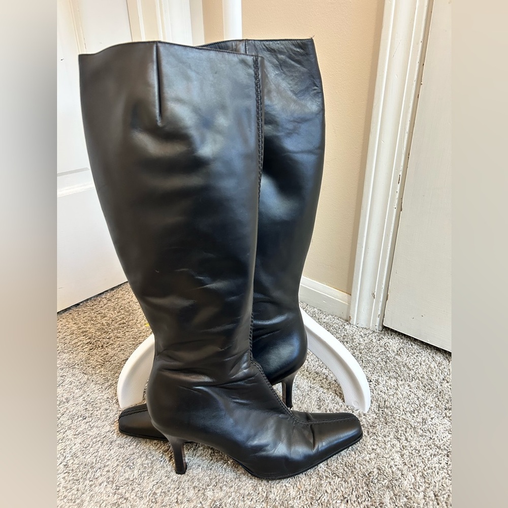 J. Crew Black Leather Heeled Boots